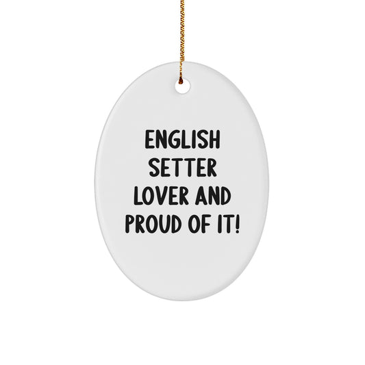 English Setter Dog Lover Gifts from Family for Christmas Unique Oval Ornament - Image 1
