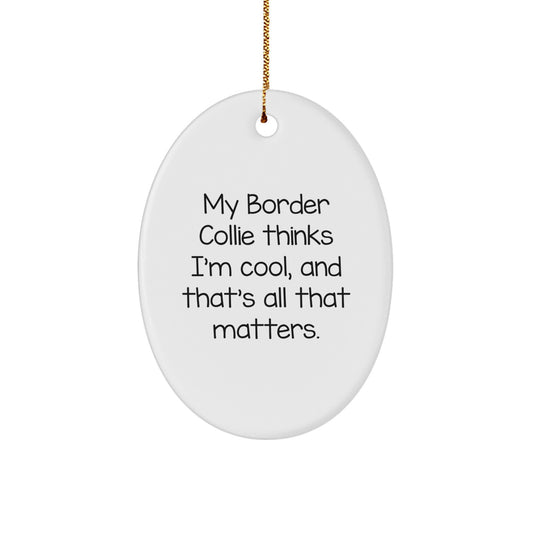 Funny Border Collie Dog Oval Ornament Gifts from Men to Friends - Image 1