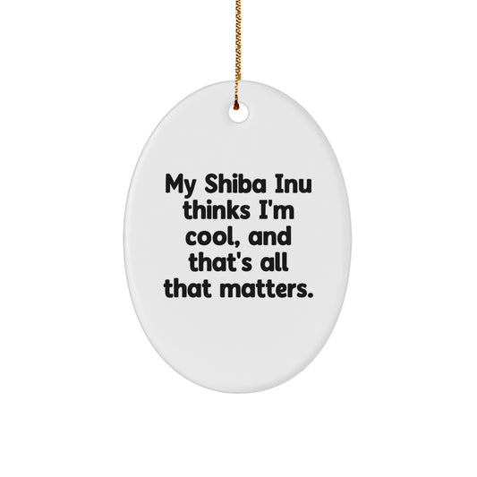 Funny Shiba Inu Dog Oval Ornament Gifts from Men to Family for Christmas - Image 1