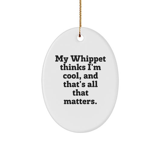 Funny Whippet Dog Oval Ornament Gifts from Friends and Family for Whippet Dog Lover at Christmas - Image 1