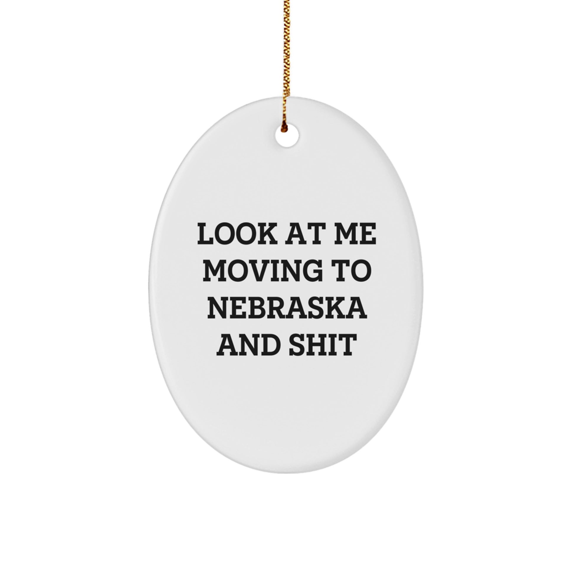Funny Quote Oval Ornament Nebraska Gifts for Friends and Family - Unique Christmas Decorations from Men to Women - Image 1