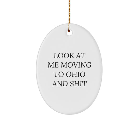Funny Ohio Oval Ornament Gifts from Friends and Family for Ohio Men and Women Moving to Ohio Christmas Unique Decorations - Image 1