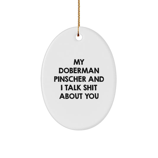 Funny Doberman Pinscher Dog Oval Ornament Gifts from Friends to Family for Christmas Unique Decorations Home - Image 1