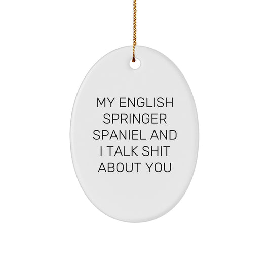 English Springer Spaniel Dog Oval Ornament Funny Gifts from Men to Family for Christmas - Image 1