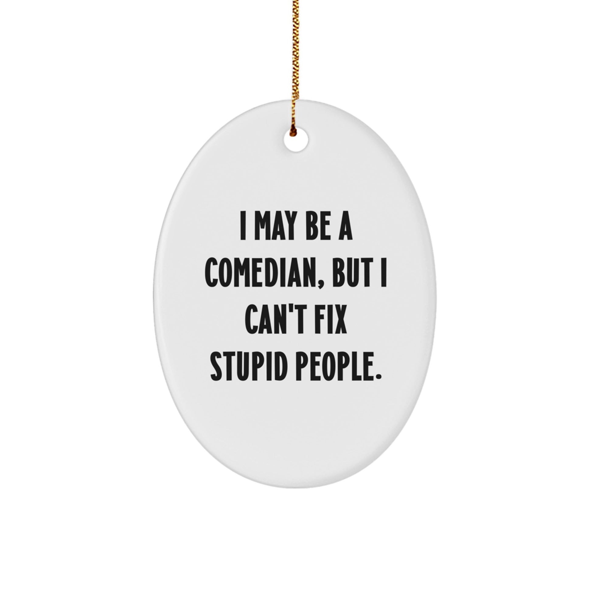 Funny Comedian Oval Ornament Gifts for Men from Friends - I May Be A Comedian, But I Can't Fix Stupid People. Christmas Unique Gifts - Image 1