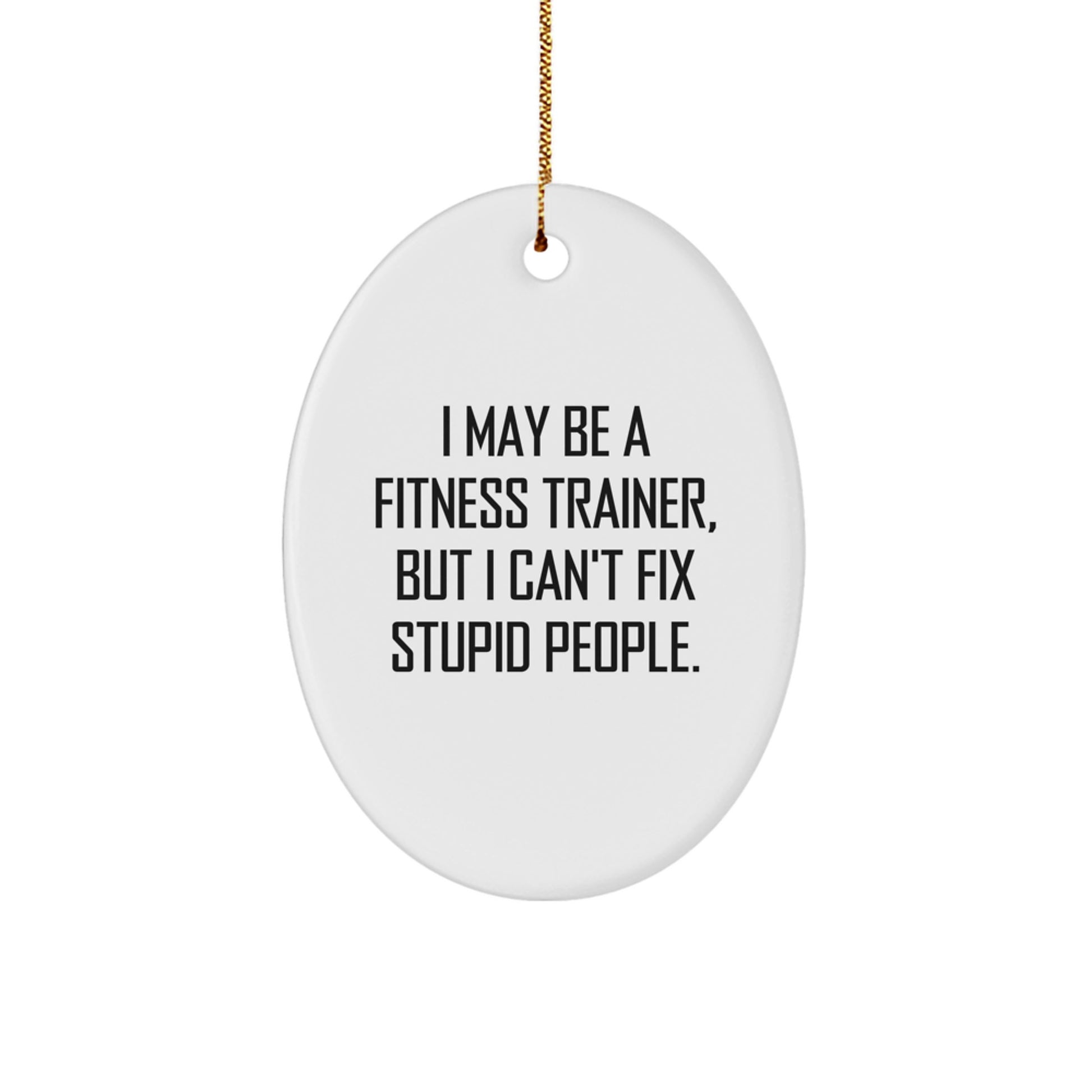 Funny Fitness Trainer Gifts from Friends - Oval Ornament for Fitness Trainer Men and Women - I 'May Be A Fitness Trainer' - Christmas Unique Decoration - Image 1