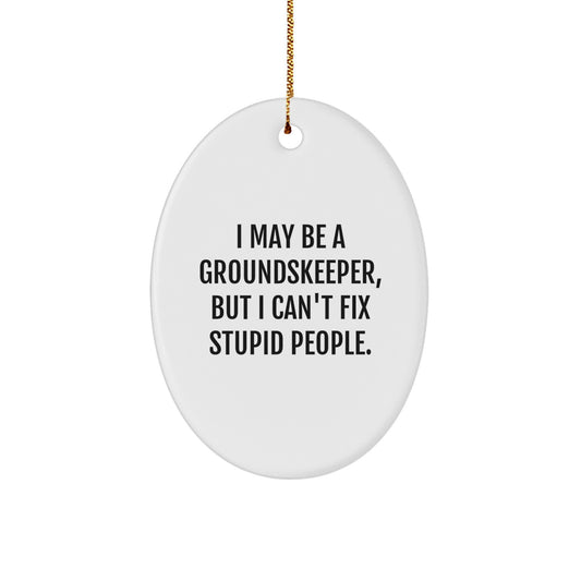 Funny groundskeeper Oval Ornament Gifts from Friends and Family for Men and Women - I May Be A groundskeeper, But I Can't Fix Stupid People. - Christmas Unique Gifts - Image 1