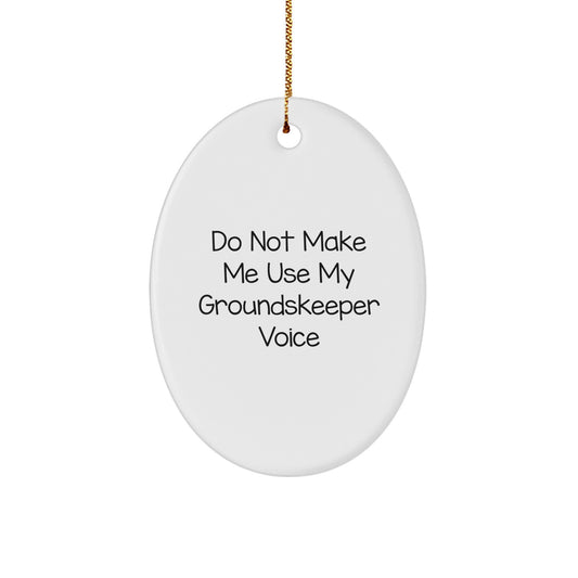 Funny groundskeeper Gifts - Oval Ornament for Christmas - 'Do Not Make Me Use My groundskeeper Voice' - Perfect for Men, Women, Friends, Family - Image 1