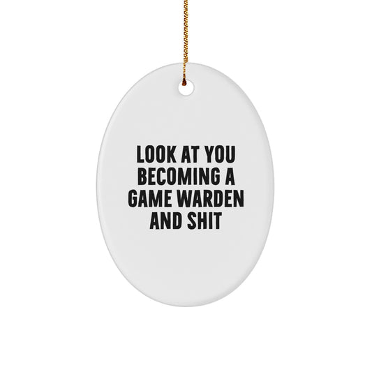 Game Warden Gifts for Men - Oval Ornament with Funny Quote - Gifts from Family to Game Warden, Christmas Unique Presents - Image 1