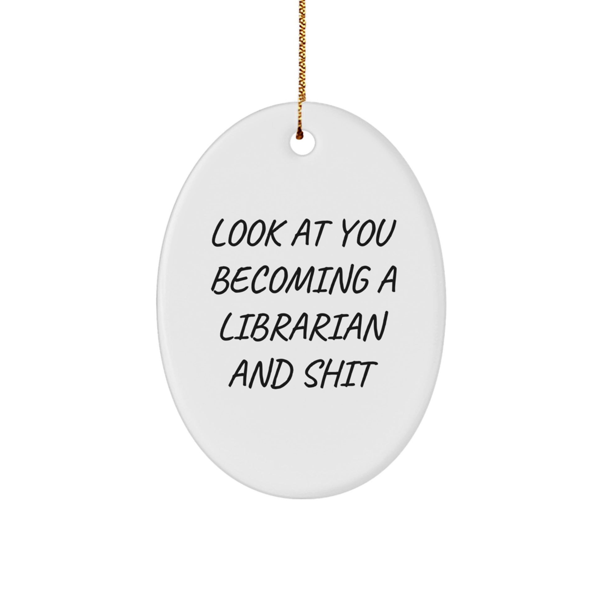 Funny Librarian Oval Ornament Gifts from Friends and Family for Librarian Men Women Coworkers Christmas Unique Gifts - Image 1