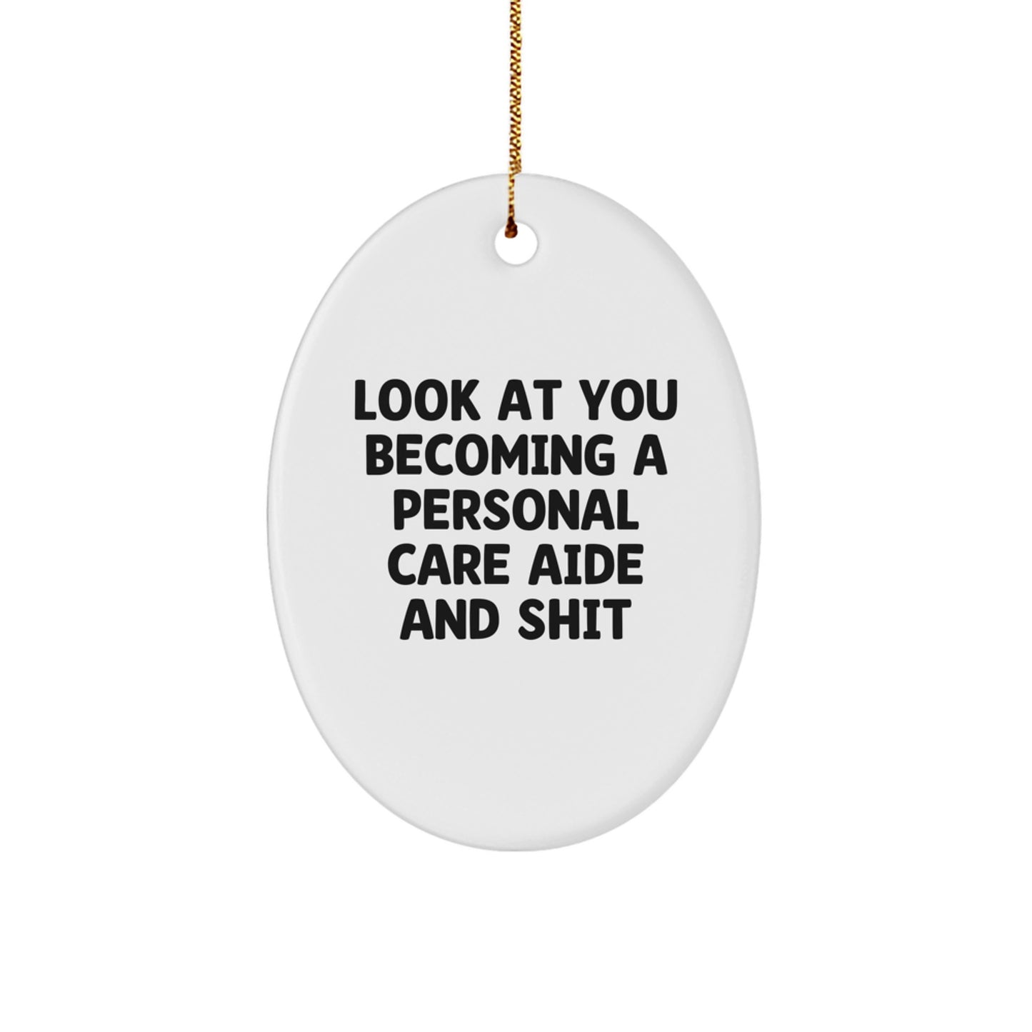 Funny Personal Care Aide Gifts for Men and Women from Friends, Oval Ornament, Merry Christmas Unique Ideas - Image 1