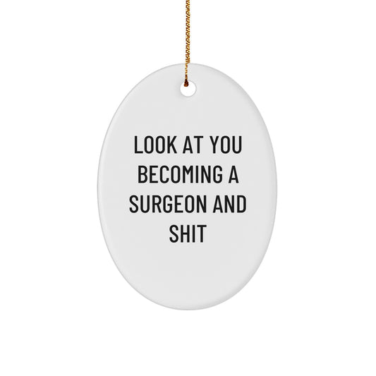 Funny Surgeon Gifts from Family - Oval Ornament for Surgeon Friends - Christmas Unique Gifts for Him - Image 1