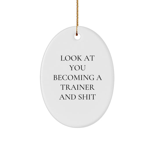 Funny Trainer Gifts for Him or Her, Oval Ornament with Inspirational Quote - Gifts from Friends, Family, or Coworkers - Image 1