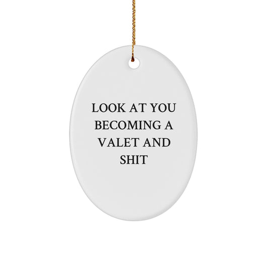 Funny Valet Gifts for Men - Oval Ornament from Friends, Christmas Unique Gifts, Valet Inspired Decorations - Image 1