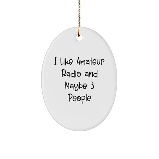 Funny Amateur Radio Oval Ornament Gifts for Men, Women, Friends, and Family - 'I Like Amateur Radio And Maybe 3 People' Christmas Unique Decorations - Image 1