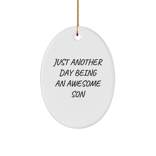 Funny Son Gifts for Him Oval Ornament, Christmas Unique Gifts from Men, Ideal Gifts for Son Men - Image 1