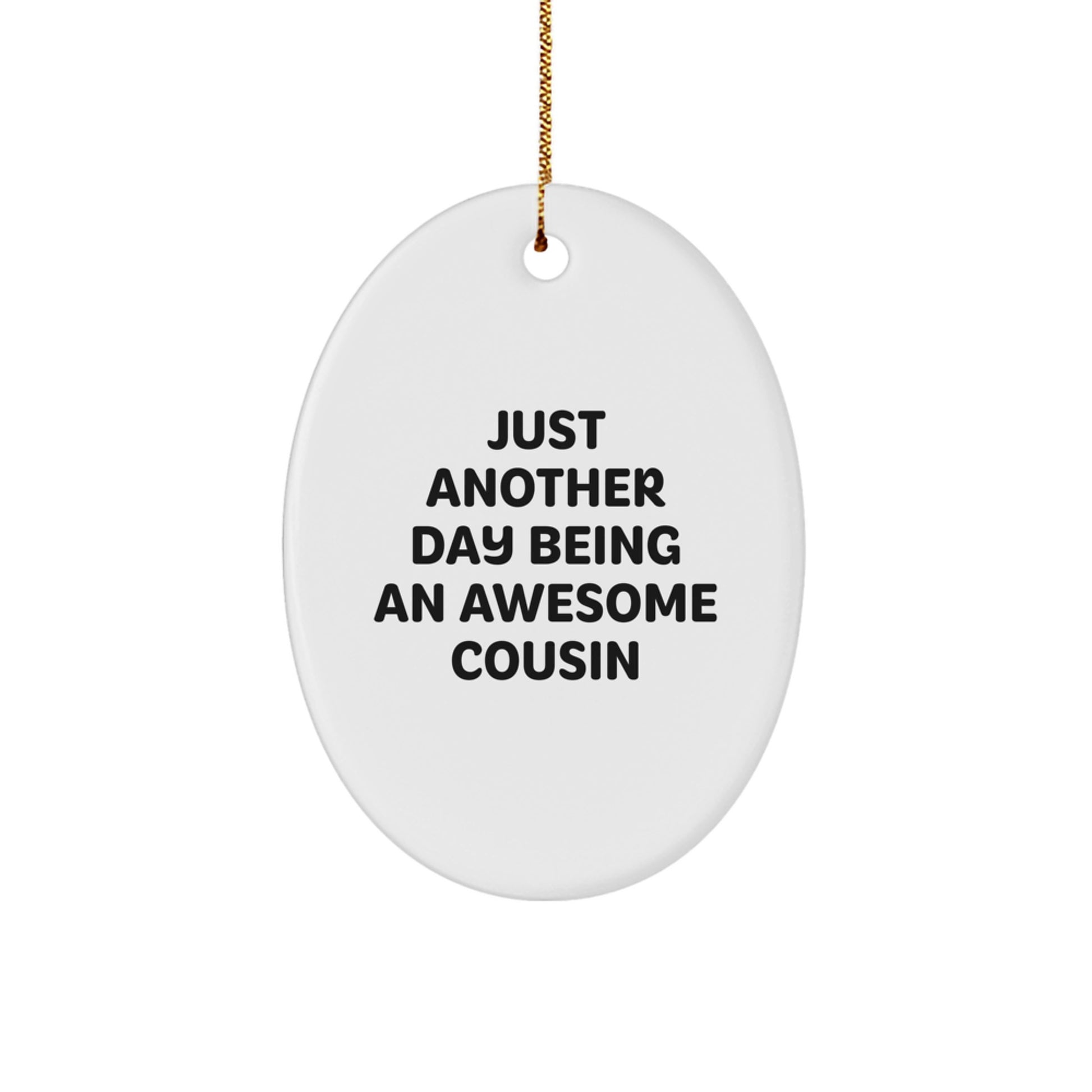 Funny Cousin Gifts from Men to Cousin for Christmas Unique Oval Ornament Just Another Day Being An Awesome Cousin - Image 1