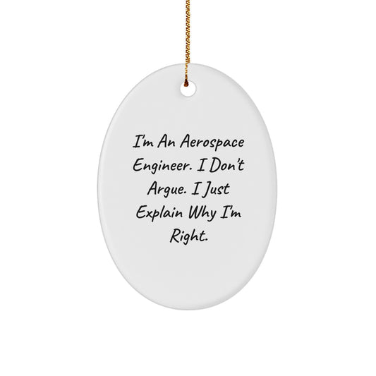 Aerospace Engineer Oval Ornament Funny Gift for Him from Friends and Family Christmas Unique Decoration - Image 1