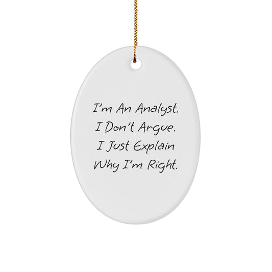 Funny Oval Ornament Gifts for Analyst Friends and Family, Christmas Unique Decorations from Men - Image 1