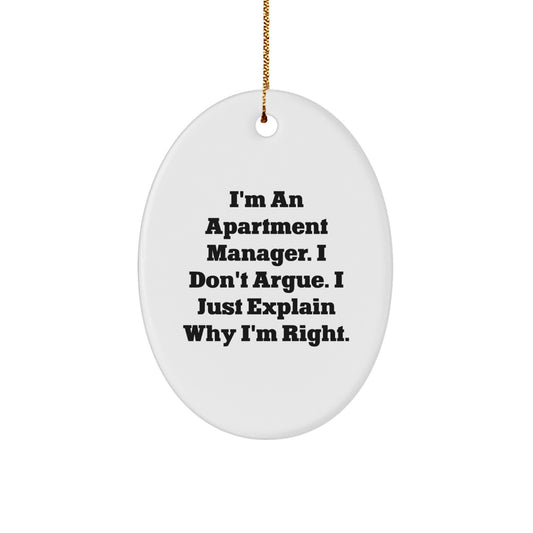 Funny Apartment Manager Gifts from Friends Unique Oval Ornament for Christmas - Image 1