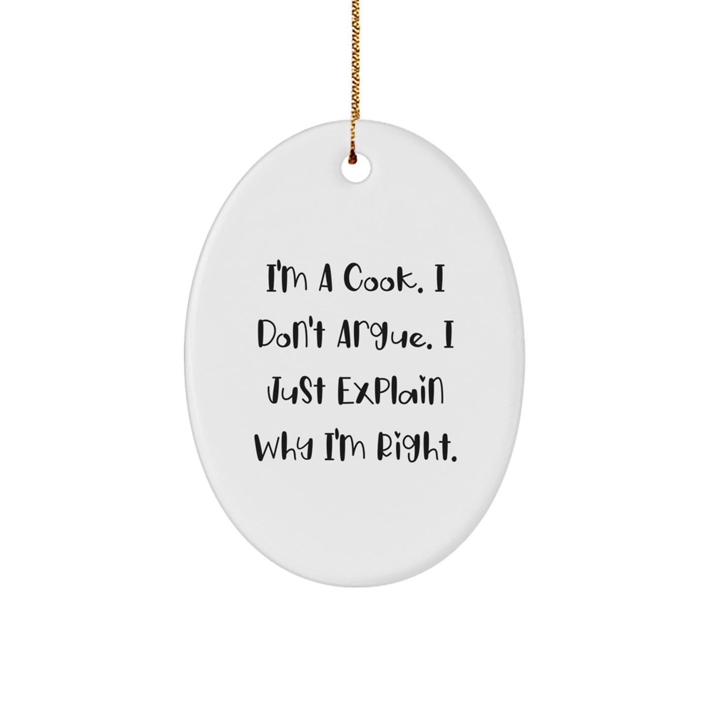 Funny Cook Oval Ornament, Gifts from Friends, Christmas Unique Gift for Cook, Oval Shaped Decor - Image 1