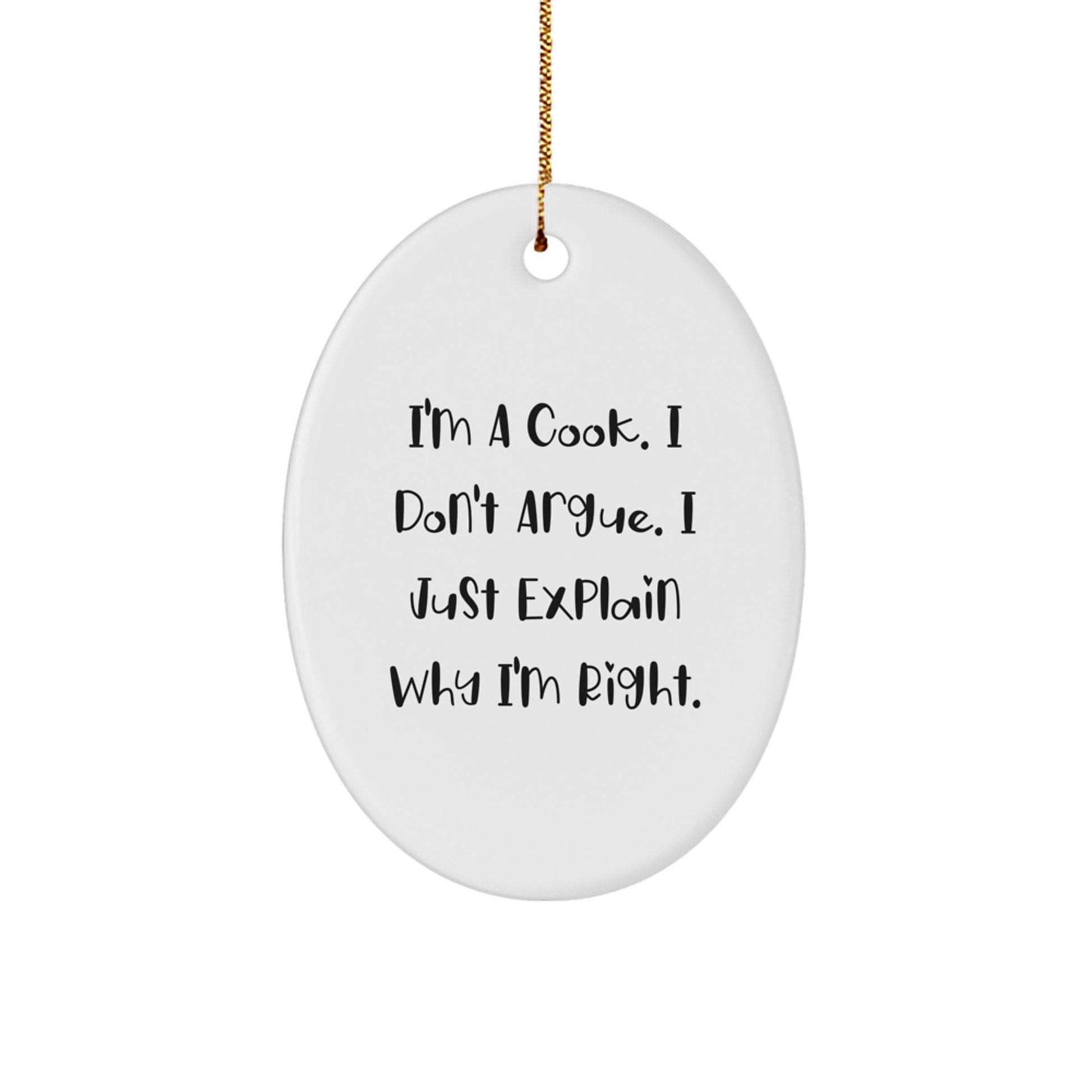 Funny Cook Oval Ornament, Gifts from Friends, Christmas Unique Gift for Cook, Oval Shaped Decor - Image 1