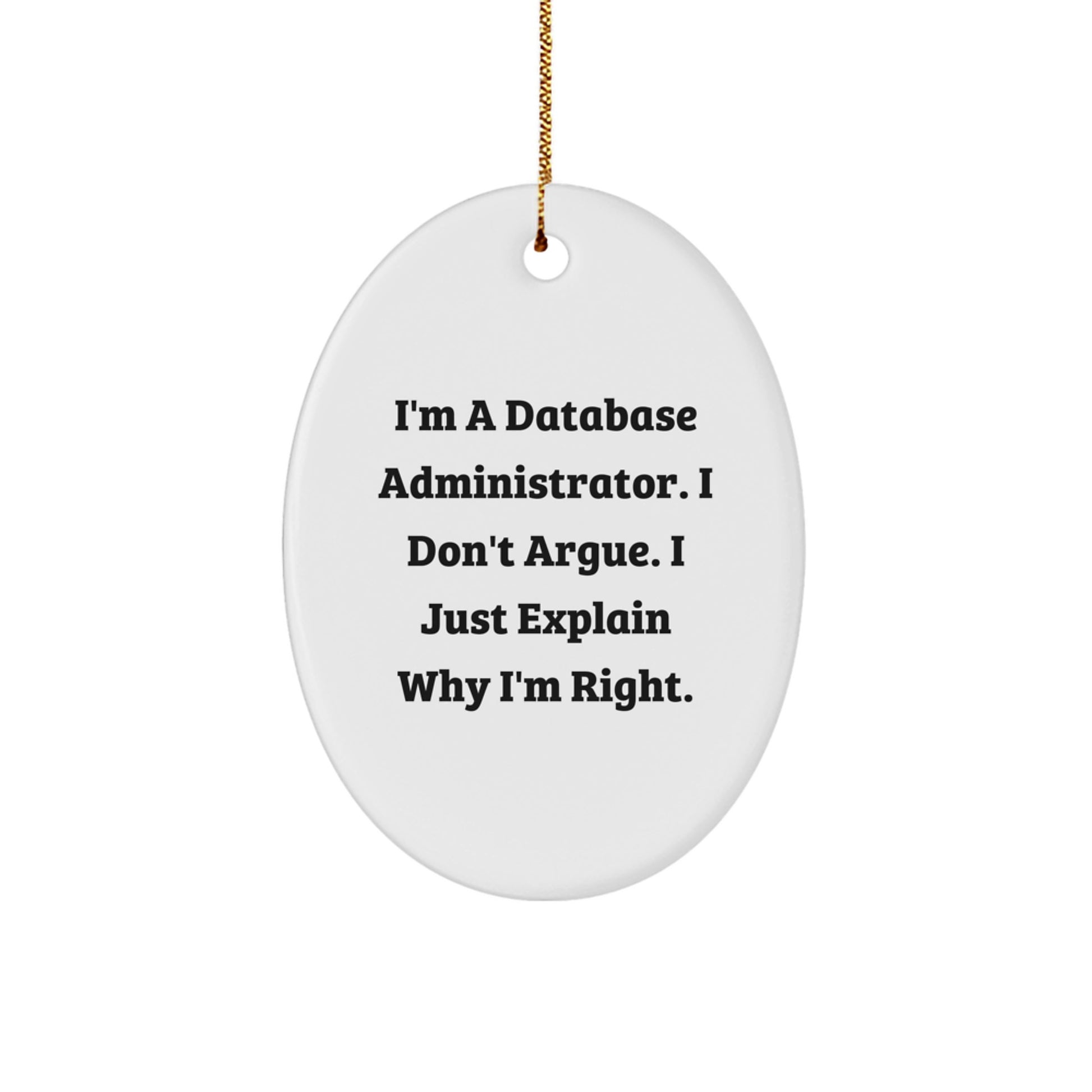 Database Administrator Oval Ornament Gifts from Family for Christmas Unique - Image 1