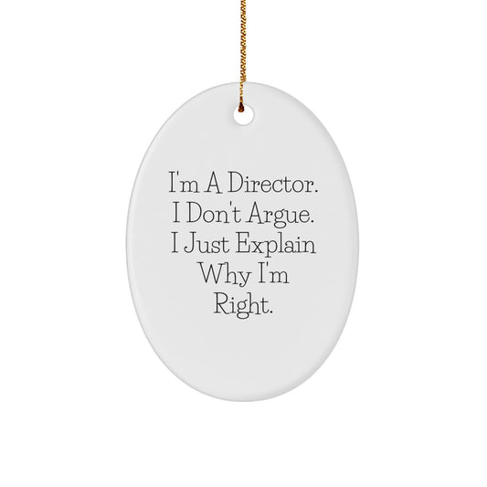 Funny Director Oval Ornament for Christmas Unique Gifts from Friends, Gifts for Director, Personalized Men Director - Image 1