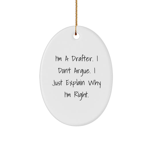 Funny Drafter Gifts for Men from Coworkers, Unique Oval Ornament Christmas Unique Gifts for Drafter - Image 1