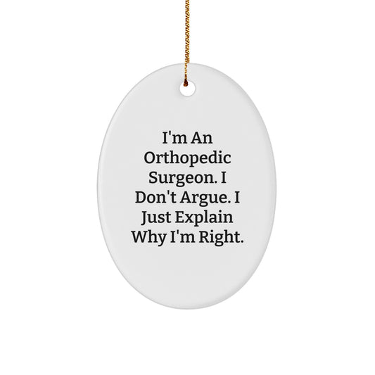 Funny Orthopedic Surgeon Gifts from Men, Orthopedic Surgeon Oval Ornament, Christmas Unique Gifts for Orthopedic Surgeon - Image 1