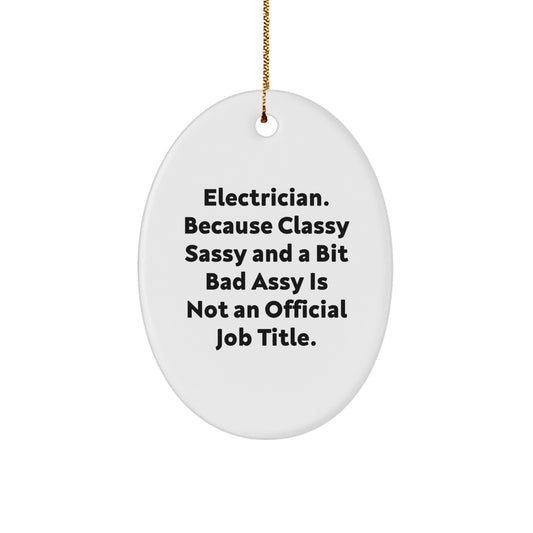 Funny Electrician Gifts from Friends - Oval Ornament for Electrician, Christmas Unique Presents for Men and Women - Image 1