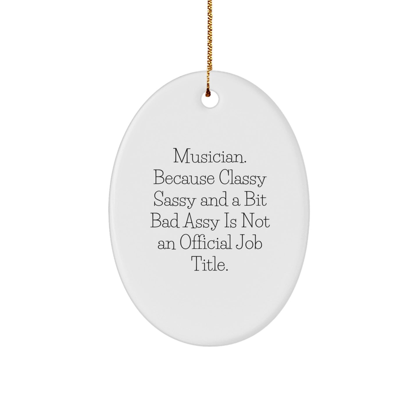 Funny Musician Oval Ornaments Gifts for Musicians from Friends, Coworkers, Family - Oval Shaped White MDF with Sublimation Printing - Image 1