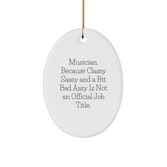 Funny Musician Oval Ornaments Gifts for Musicians from Friends, Coworkers, Family - Oval Shaped White MDF with Sublimation Printing - Image 1