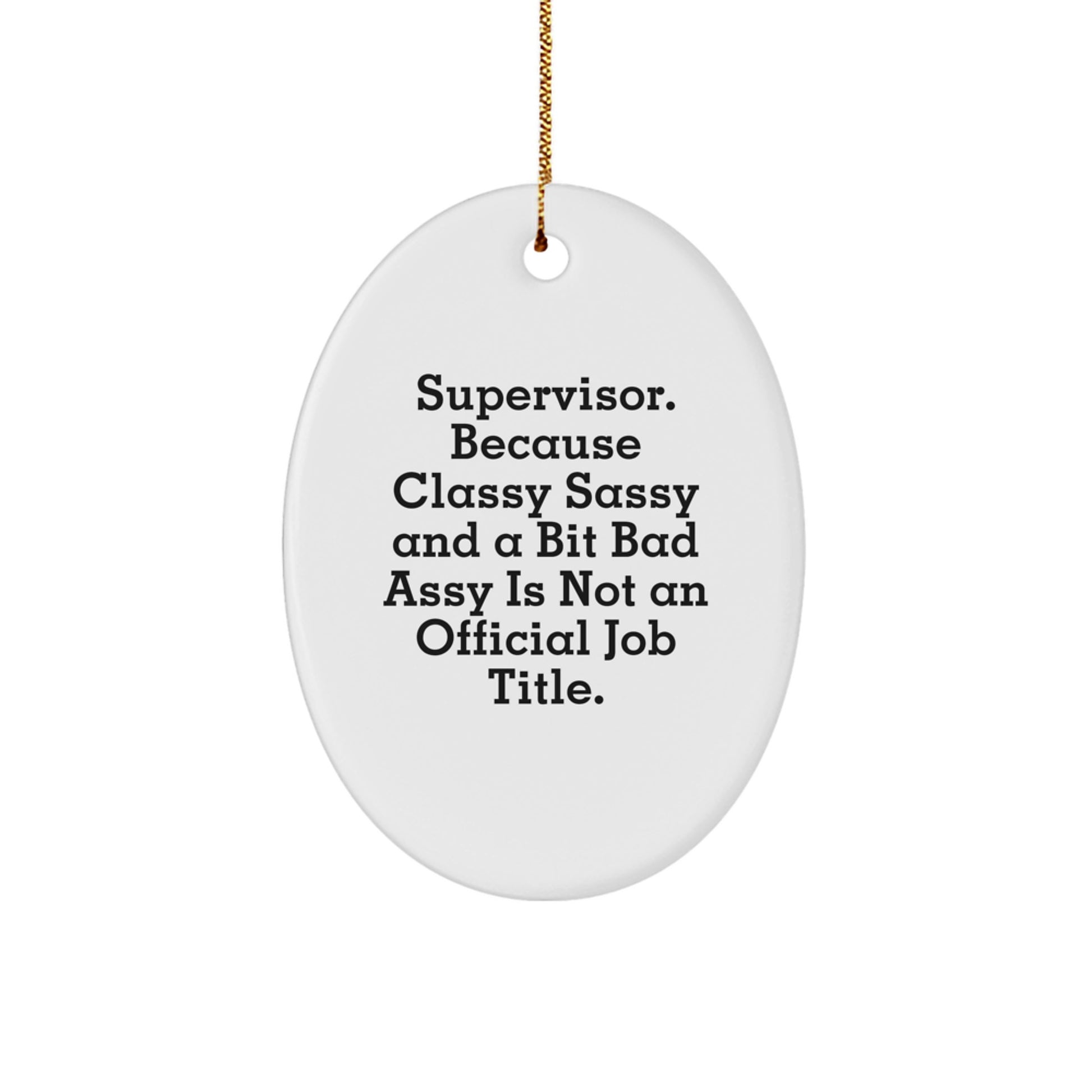 Funny Supervisor Gifts, Oval Ornament with Sassy Quote, Unique Christmas Office Decorations for Supervisors - Image 1