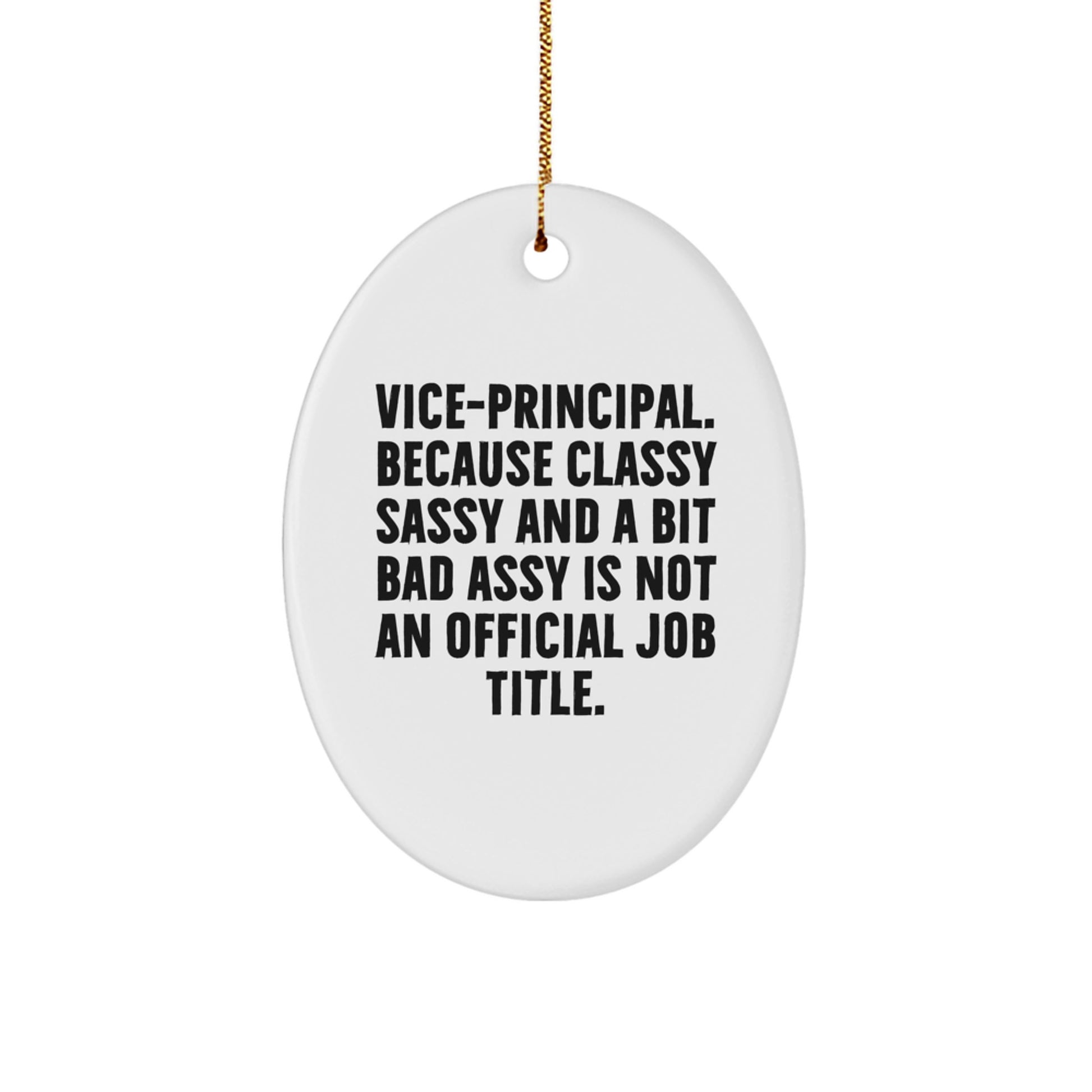 Funny Vice-Principal Oval Ornament Gifts from Friends for Office Decor, 'Vice-principal. Because Classy Sassy And A Bit Fearlessy Is Not An Official Job Title.' - Image 1
