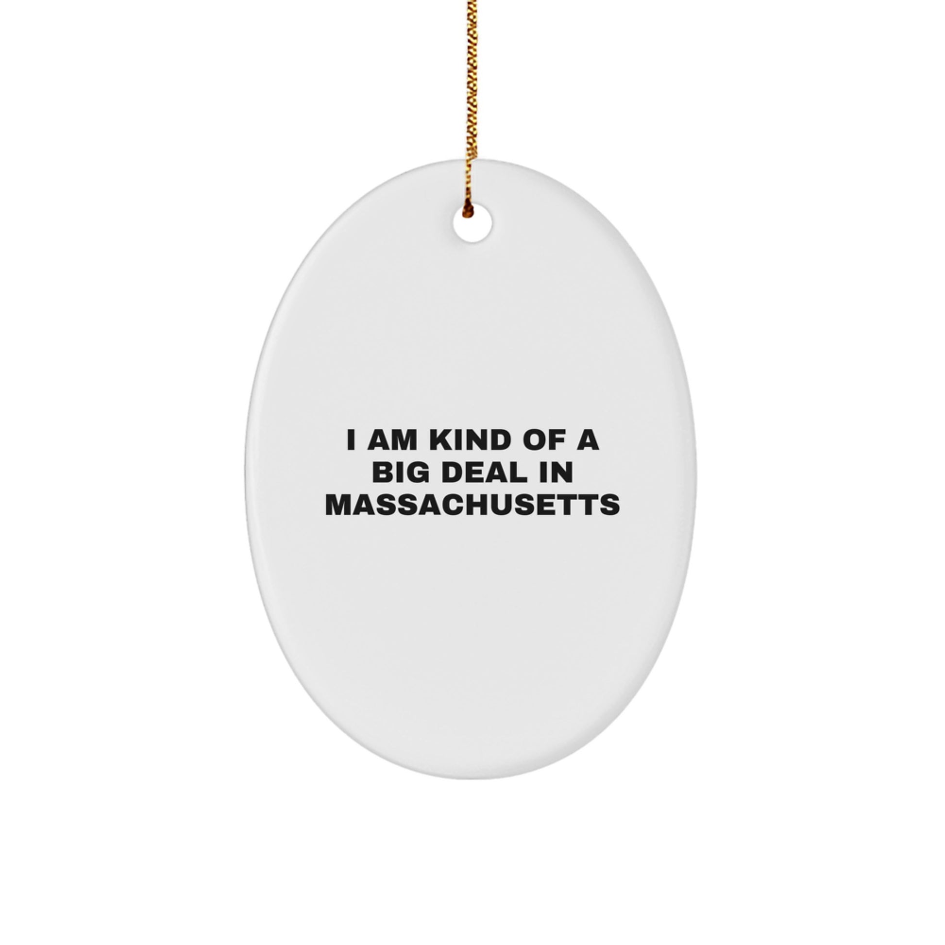 Funny Massachusetts Oval Ornament Gifts from Men to Friends, Family, or Coworkers in Christmas Unique - Image 1