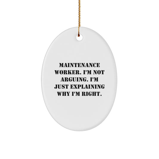 Funny Maintenance Worker Gifts, Oval Ornament for Men, Women, Coworkers, Family - Gifts from Men, Women, Friends, Family - Maintenance Worker Christmas Unique Gifts - Image 1