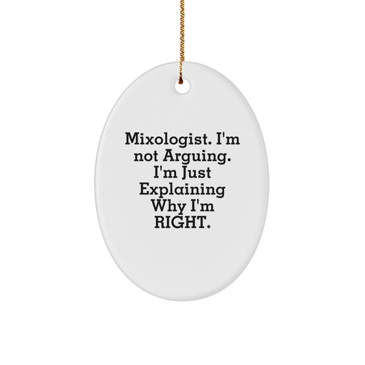 Funny Mixologist Gifts from Family for Christmas Unique Presents, Oval Ornament Shaped Decorations with Inspirational Quote, Gifts for Friends or Coworkers - Image 1