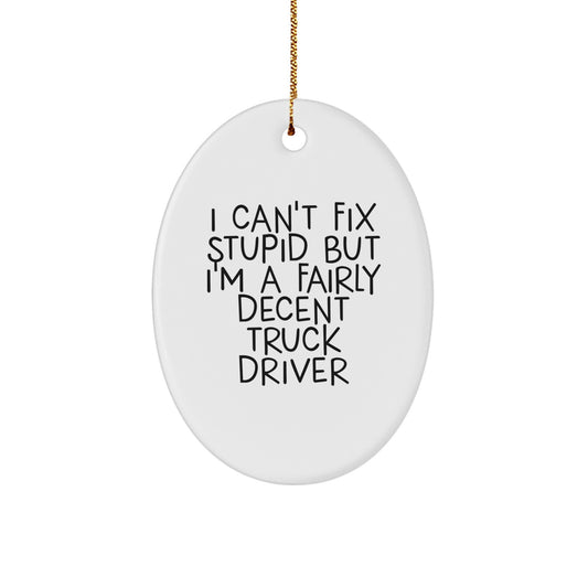 Funny Truck Driver Oval Ornament Gifts from Friends for Men - I'm A Fairly Decent Driver Christmas Unique Gifts - Image 1