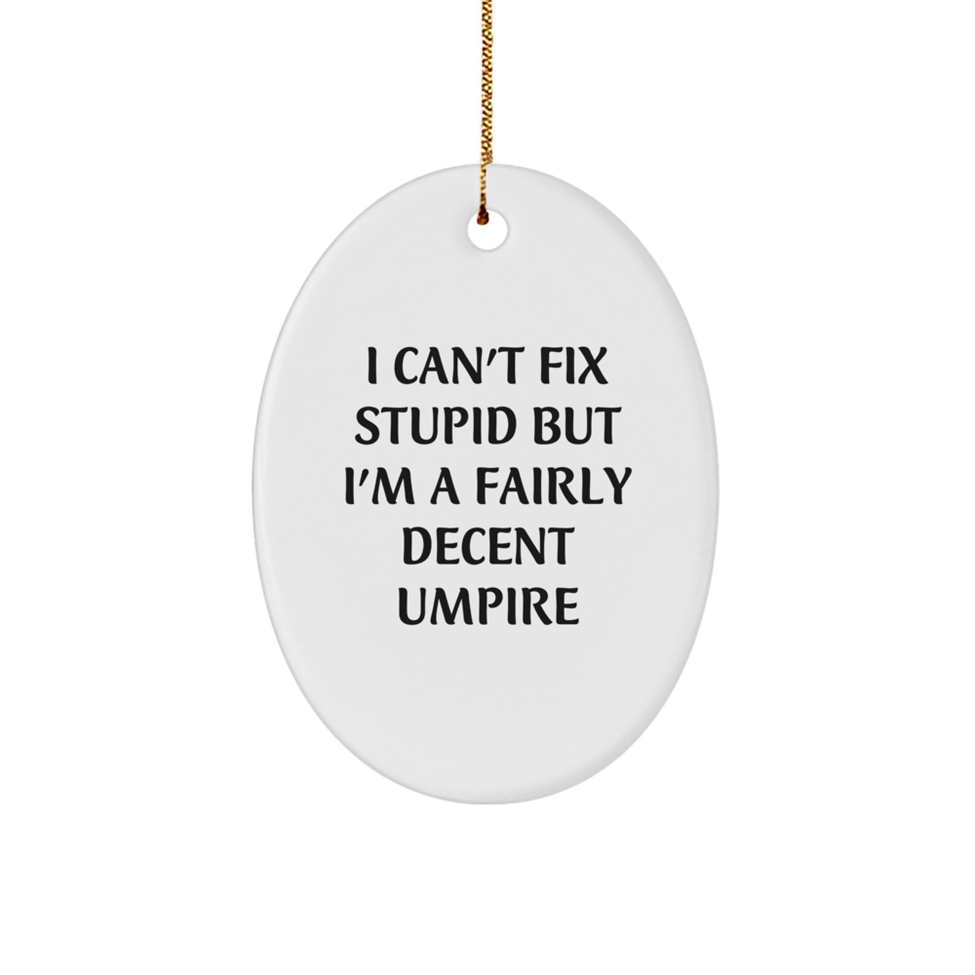 Funny Umpire Gifts for Men, Unique Oval Ornament with I Can't Fix Stupid, Christmas Unique Gifts from Friends and Family - Image 1