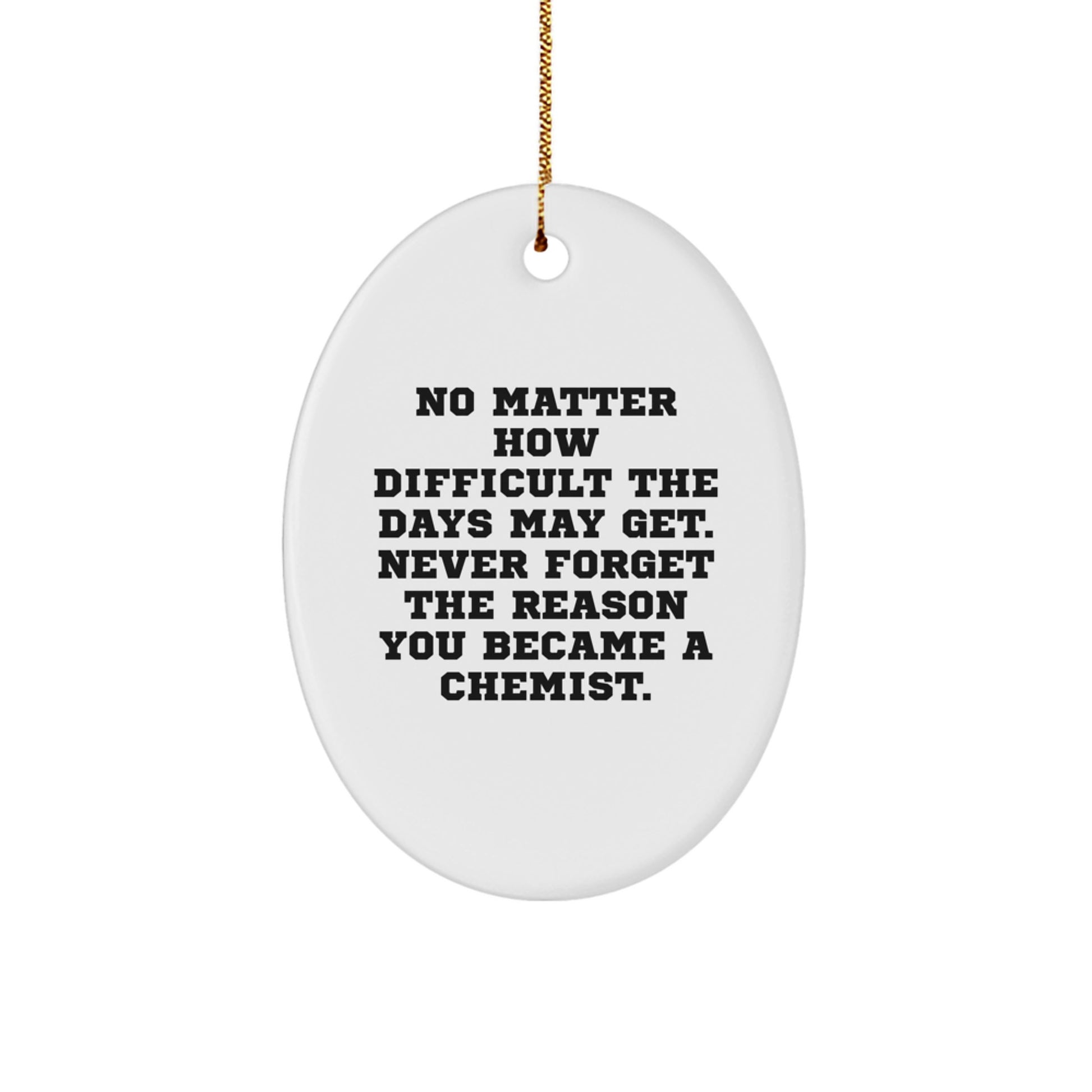 Gifts from Family and Friends for the Chemist Who Never Gives Up, Funny Oval Ornament for Christmas Unique Gifts - Image 1