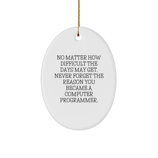 Funny Computer Programmer Oval Ornament Gifts from Friends for Men, Women, Family, Coworkers, Unique Christmas Decorations - Image 1