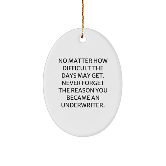 Underwriter Oval Ornament Gift for Men, Funny Quote, Christmas Unique Gifts from Friends, Decorative Oval Shape - Image 1