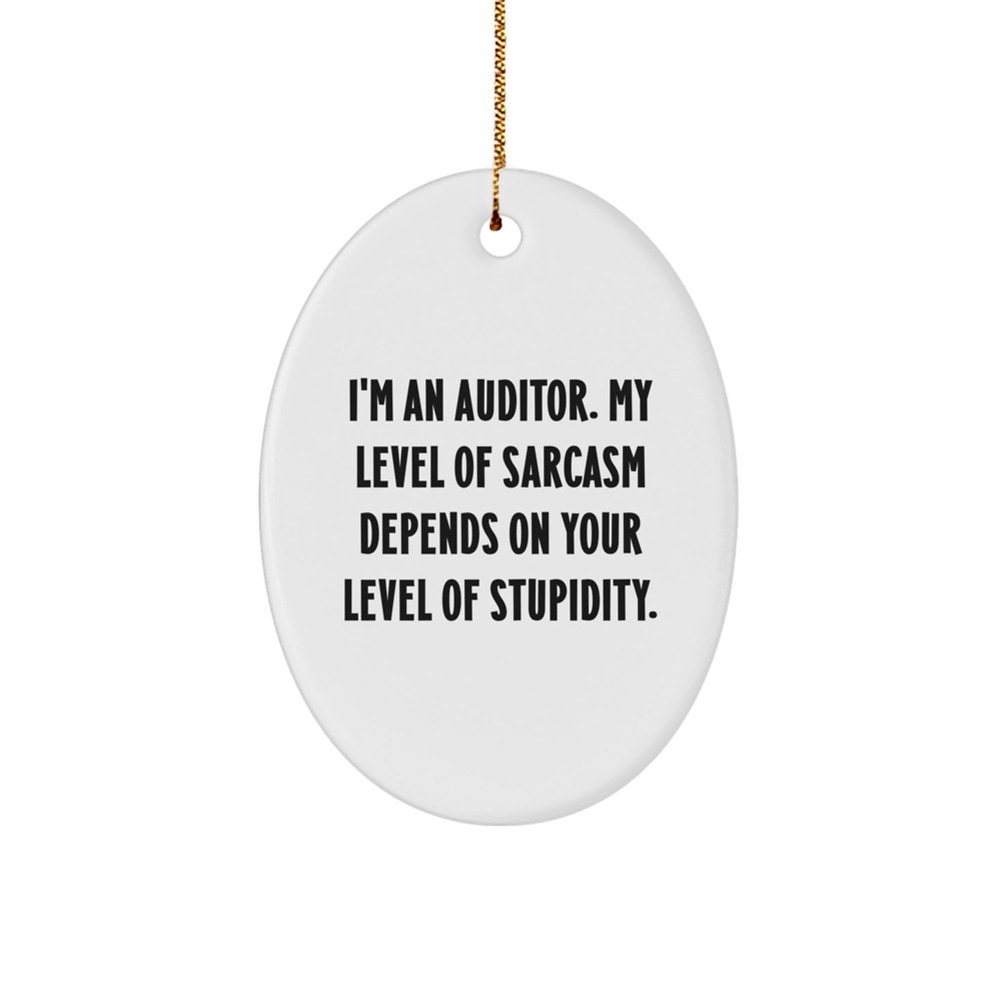 Funny Auditor Gifts from Men for Friends - Oval Ornament, I'm An Auditor Sarcasm Level Depends on Stupidity, Christmas Unique Gifts - Image 1