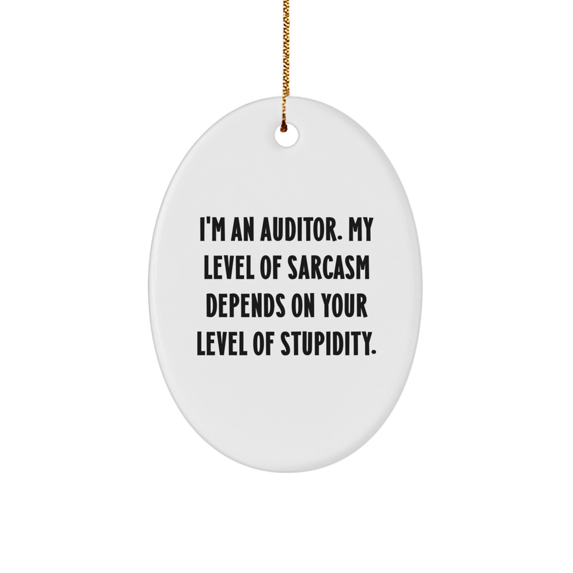 Funny Auditor Gifts from Men for Friends - Oval Ornament, I'm An Auditor Sarcasm Level Depends on Stupidity, Christmas Unique Gifts - Image 1