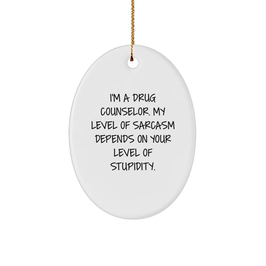 Funny Drug Counselor Gifts from Family - Oval Ornament for Drug Counselor Men - Humorous Christmas Unique Gifts for Drug Counselor Friends - Image 1