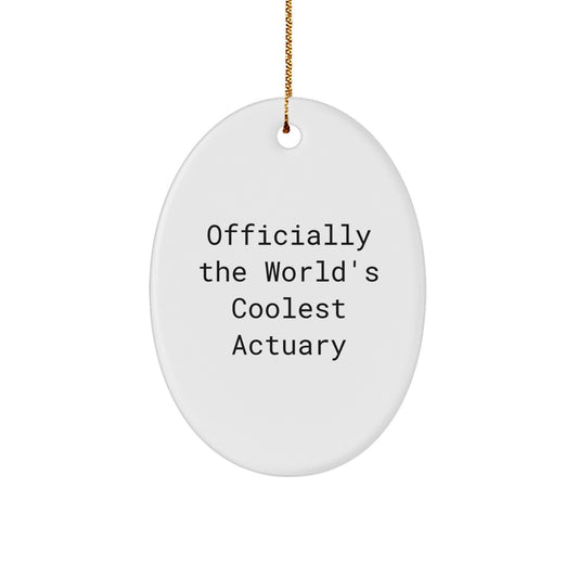 Gifts from Friends and Family - Officially The World's Coolest Actuary Oval Ornament, Fun Christmas Unique Gift for Actuary, Oval Shape Decoration - Image 1