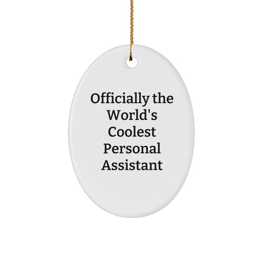 Funny Personal Assistant Gifts for Men, Women, Coworkers, Friends - Oval Ornament Officially The World's Coolest Personal Assistant - Image 1