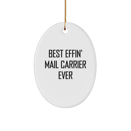 Funny Mail Carrier Gifts from Friends to Mail Carrier Men Oval Ornament for Christmas Unique Gifts - Image 1