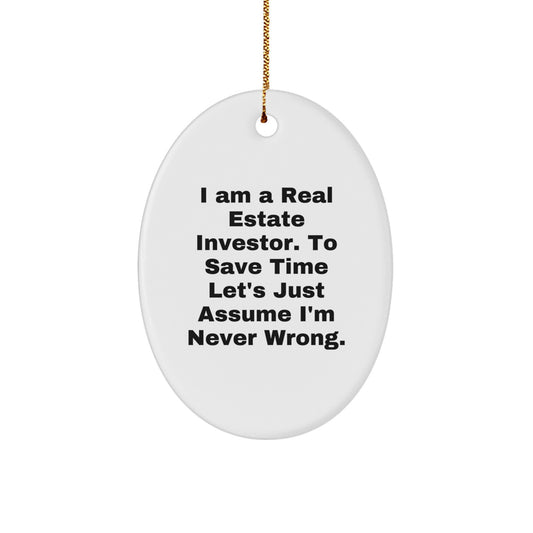 Funny Real Estate Investor Oval Ornament Gifts from Friends for Christmas, Real Estate Investor Humor, Oval Ornament Decorations, Christmas Unique Gifts - Image 1